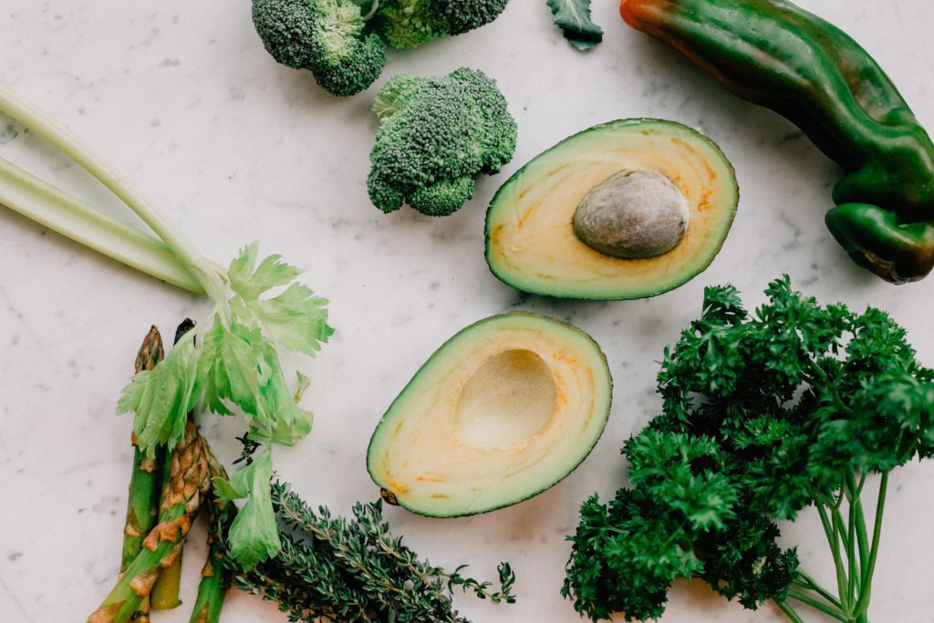 avocados and broccoli green healthy food for good oral hygiene